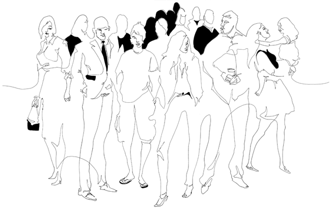 Line drawing representing brand-loyal customers.